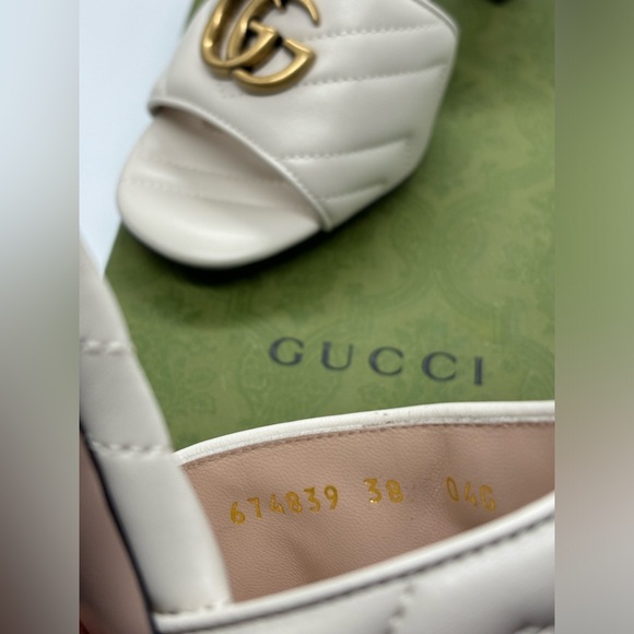 Gucci Marmont GG Padded Chevron Matelasse Leather Mule Heel Sandal Size EU 38 - Picture 11 of 12